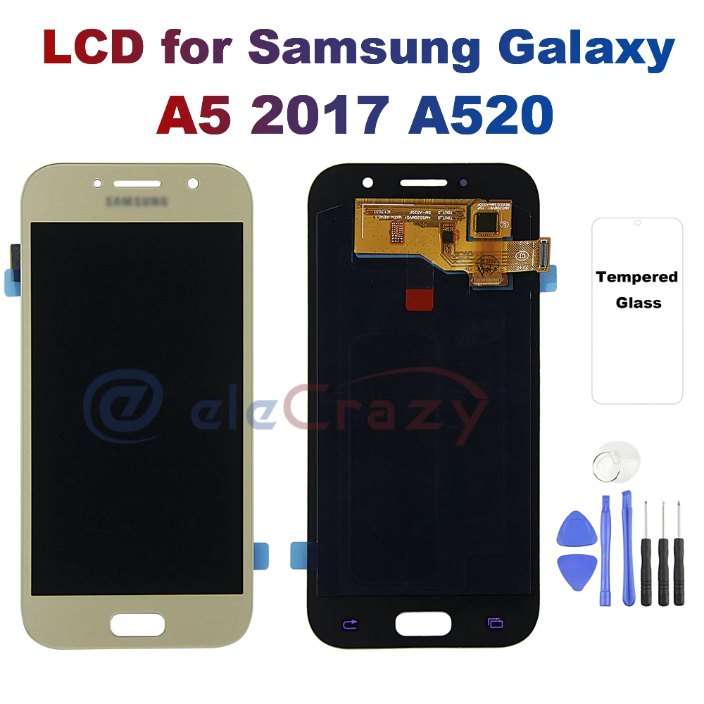 AMOLED for SAMSUNG Galaxy A5 2017 A520  SM-A520F LCD Display Touch Screen Digitizer Assembly Replacement 100% Testing
