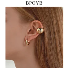 BPOYB дизайнерские модные сферические серьги-клипсы без пирсинга золотого и серебряного цвета высокого качества Bijoux для женщин и мужчин 1 шт