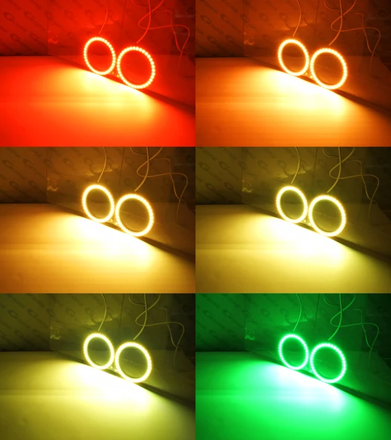 For FIAT ABARTH 500 C 595 695 RF Remote BT App Ultra Bright Multi Color RGB LED Angel Eyes Kit Halo Rings Car Accessories 3