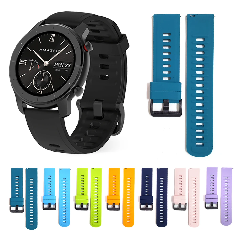 

Watchband For Xiaomi Huami Amazfit Smart Watch Silicone Wrist Strap 22mm 20mm Band For Amazfit Bip GTR GTS Pace Stratos Bracelet