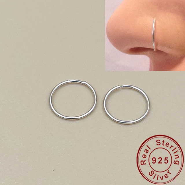 Pure Silver Double Layer Silver Nose Ring Septum, Silver Nose Ring Pin