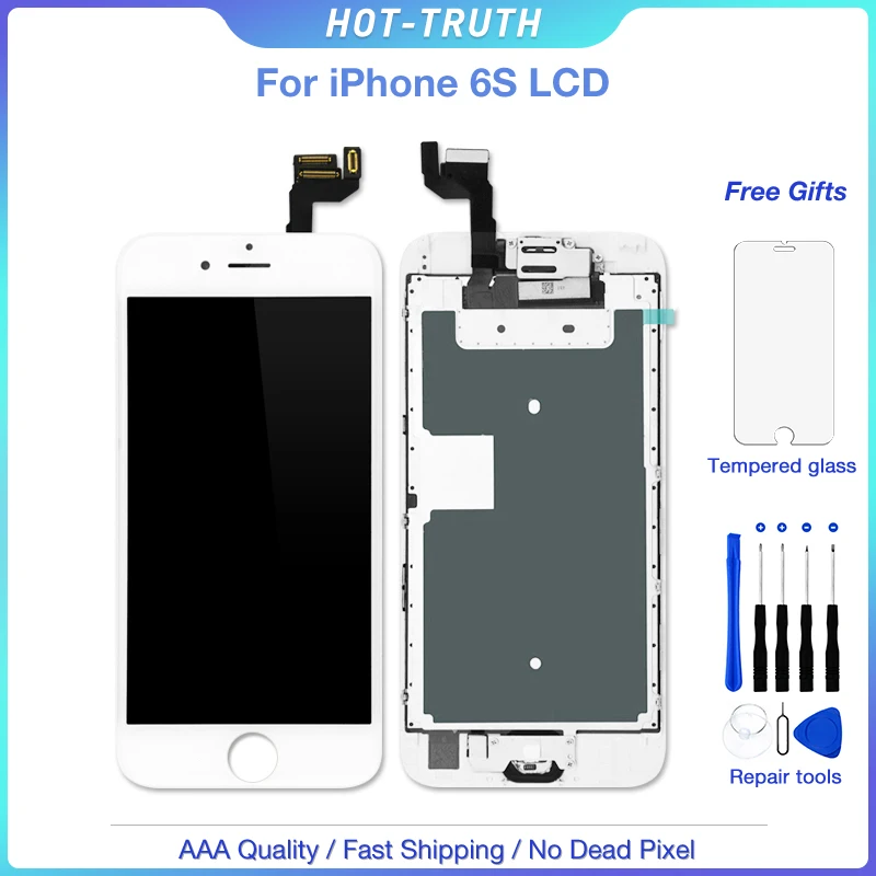 Beste 5 stks partij Lcd scherm voor iPhone 6G 6S Volledige Set Display Digitizer Vergadering Vervanging met Home Knop + front Camera + Speaker