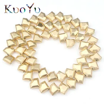 

8x10mm Natural Hematite Matte Gold Color Diamonds Shape Beads Loose Spacer Beads For Jewelry Making Diy Bracelet Accessories
