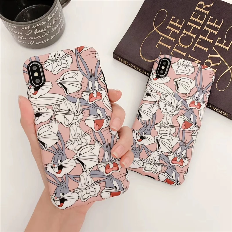 

Soft IMD Case for iPhone 8 Cases Bugs Bunny Bear Toys Silicone Ins Emoji Cover for iPhone X XS MAX XR 7 8 Plus 6 6s Coque Funda