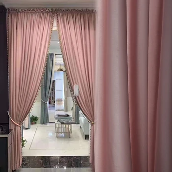 

2019 New Nordic simple plain white transparent thick velvet yarn living room balcony partition curtain White yarn