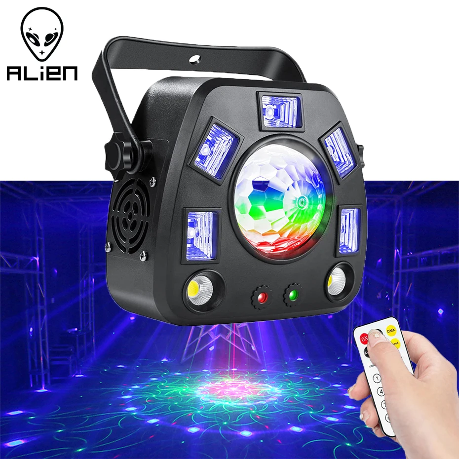 ALIEN Remote DMX лазерный проектор стробоскоп магический шар УФ 4в1 сценическое