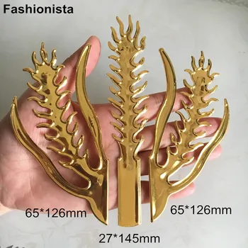 

6 Set -Large Metal Stamping Bosk,Big Phoenix Tail Ornament,Gold-color,Silver-color,DIY Crafts Jewelry Headwear Supplies -DGG