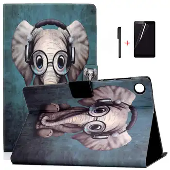 

PU Leather Case With Animal Prints For Lenovo Tab M10 FHD Plus TB-X606F TB-X606X 10.3 Inch Tablet Funda Capa Cover+Film+Pen