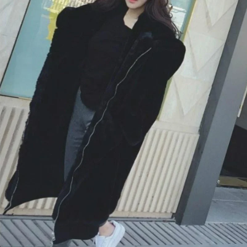 Качественное меховое пальто Женская Длинная Верхняя одежда Мужская куртка из искусственного меха зимняя теплая куртка с капюшоном большого размера Повседневная куртка черного и серого цвета