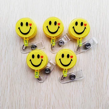 

10 Pcs Cute Cartoon smile expression Retractable Badge Reel Student nurse Badge Holder Reels New hospital school Office supplies