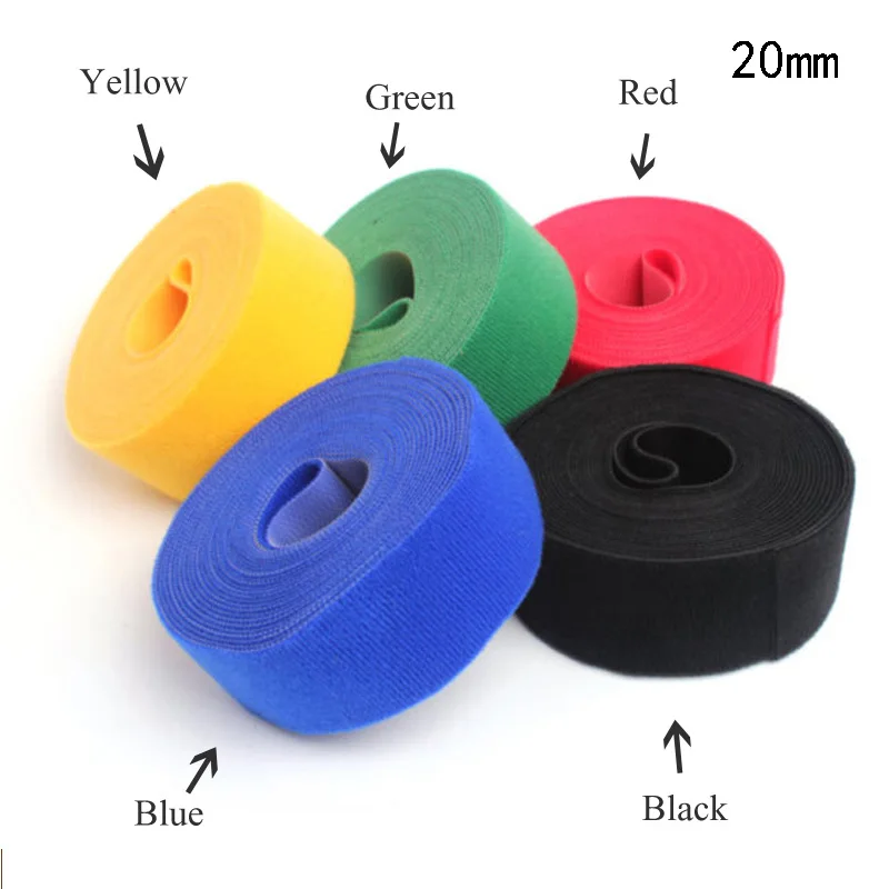 Black 20mm Красочные многофункциональные многоразовые многофункциональные двухсторонние Саут инструменты Нейлон самоклеющиеся для хранения - Цвет: Black 20mm