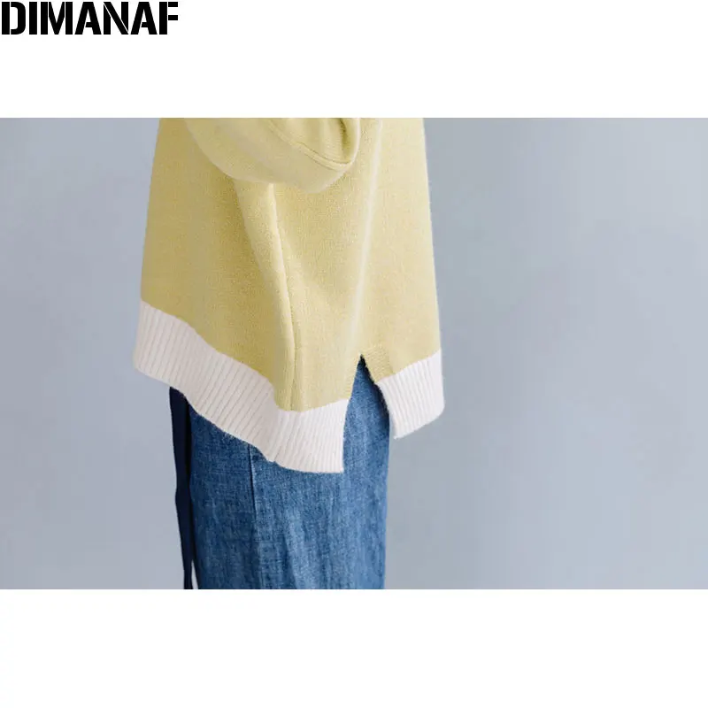 DIMANAF Autumn Winter Plus Size Women Sweater Knitted Thick Pullover Lady Tops Solid Long Sleeve Fashion Casual Female Clothing