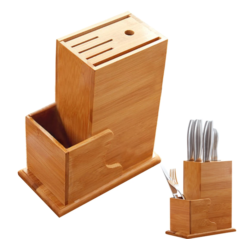 Home Tool Forks Organizer Bamboo Wood Spoon Kitchen Chopper Block Stand Slot Chopsticks Natural Holder Storage Rack Scissor
