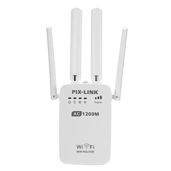 

1200Mbps Wireless Repeater, Signal Amplification Router Gigabit, Support 2.4GHz/5GHz Dual-Band WiFi, for Office UK Plug