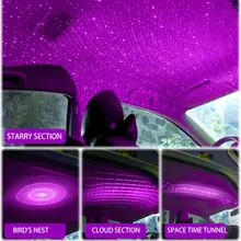 Проекционный светильник с изображением звезды на крыше, романтический Ночной светильник с USB, светильник для автомобиля, регулируемый и гибкий автомобиль и украшение для потолка