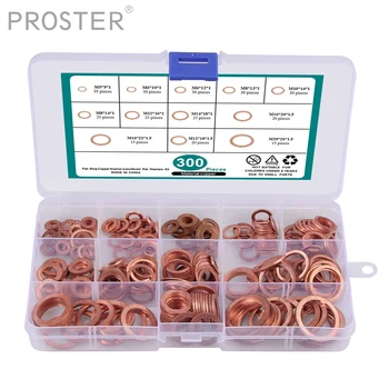 

Proster 300 Pcs Box Copper Washer for Flat O-Ring Sealing Washers Assortment Kit M5-M20