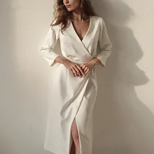 Весенне-осенний Блейзер, платье, костюм, куртка, Женская Новая мода, сексуальная открытая вилка, v-образный вырез, высокая талия, длинный рукав, элегантные женские платья