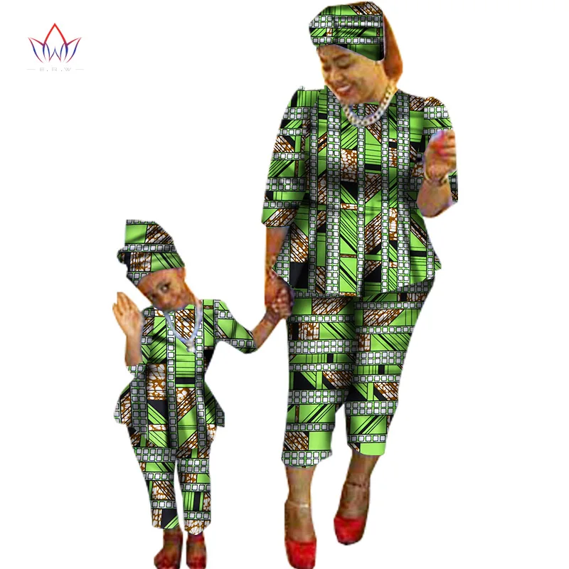 Лето г. новая распродажа традиционные модные одинаковые Дашики одежда мать и сын ребенок Семья Африканский Комплект одежды BRWY1188
