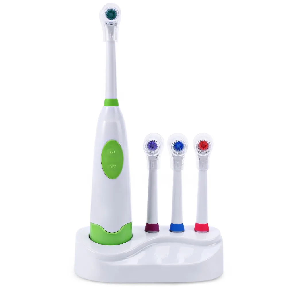 1 Набор дизайн электрическая зубная щетка на батарейках Водонепроницаемая зубная щетка для ухода за зубами электрическая зубная щетка+ 3 насадки для гигиены полости рта - Цвет: green