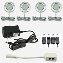 Светодиодный подсветка для шкафов 12V 3W Кухня счетчик мебельная полка освещение под шкаф украшения мебели круглый точечные лампы