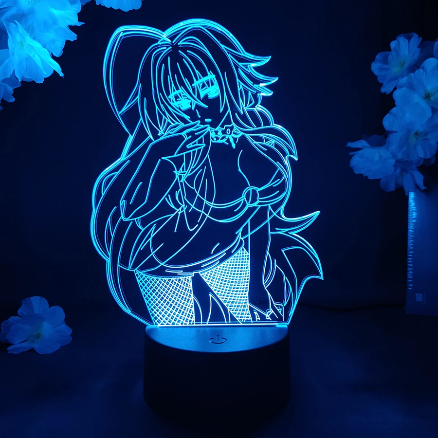 Anime High School DxD Rias Gremory LED Night Light 7 Color Changing Touch Remote Colorful Bedside Lamp for Friends Birthday Gift