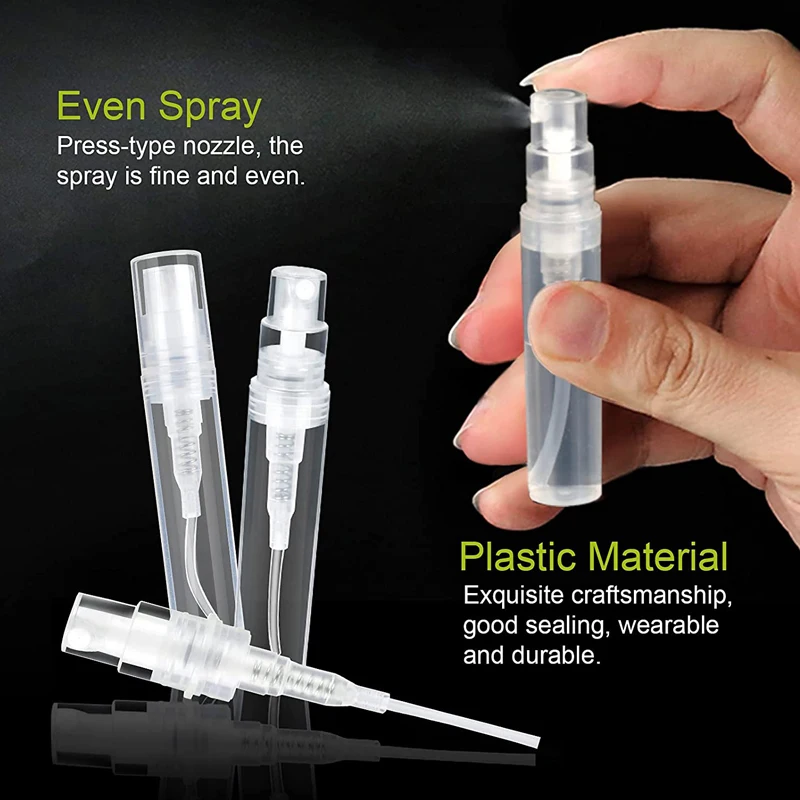 20pcs 2ML 3ML5ML 8ML 10ML Clear Plastic Spray Bottle Portable Perfume Atomizer Mini Sample Test Tube Thin PET Vials