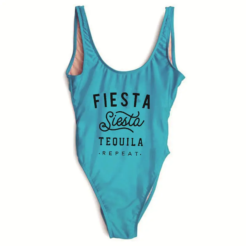 Купальник для свадебной вечеринки для невесты Fiesta Siesta Tequila, Цельный купальник, вечерние купальники для девочек, сексуальная женская пляжная одежда - Цвет: hide blue black word