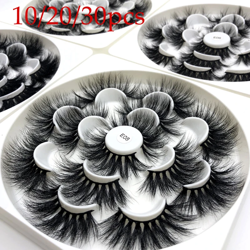 

Wholesale flower tray eyelash 10/20/30pcs 25mm volume extra length lashes handmade real mink cruelty free eyelashes