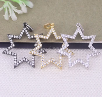 

5pcs Metal Copper Micro Pave White CZ Star pendant For DIY Jewelry Necklace Making