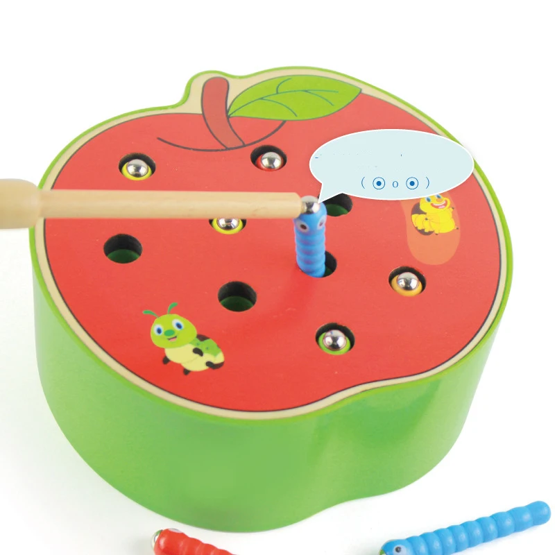3D познавательный пазл развивающий игрушки цветные деревянные игрушки Магнитные гусеницы животное раннего детского образования ловить червя игра
