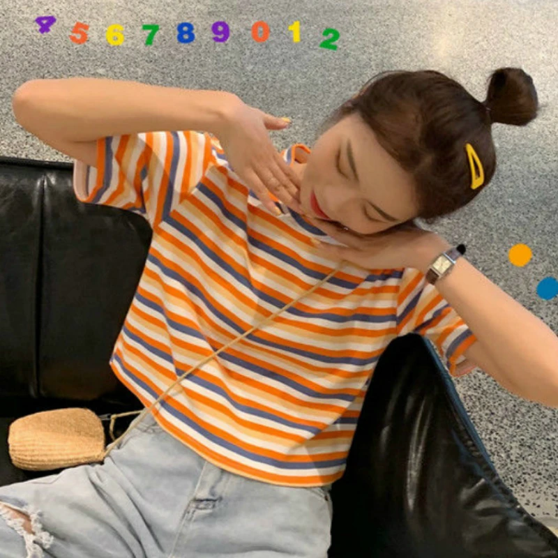 Rainbow Striped Shirt Korean Style | Rainbow Striped Shirt