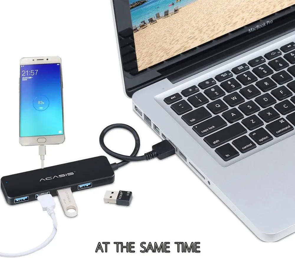 Концентратор USB 3 0 4 порта s 2 Внешний сплиттер с портом Micro зарядка для iMac ноутбука