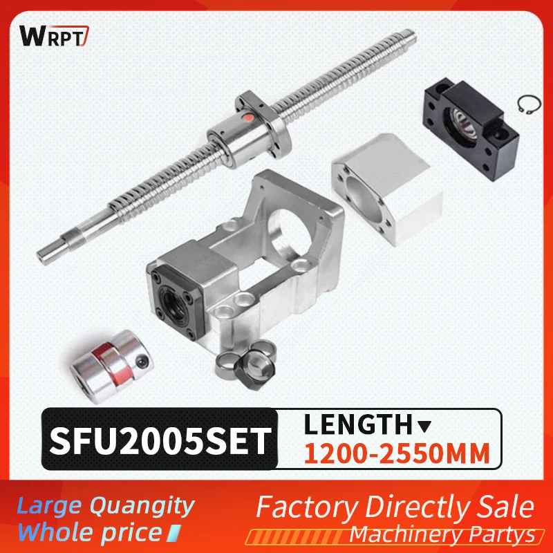 

Ball screw SFU2005 + round hole nut + HM15-57 / 15-60 (cast aluminum) + BF15 + coupling XB30 * 40 + DSG20H, L = 1200MM-2550MM