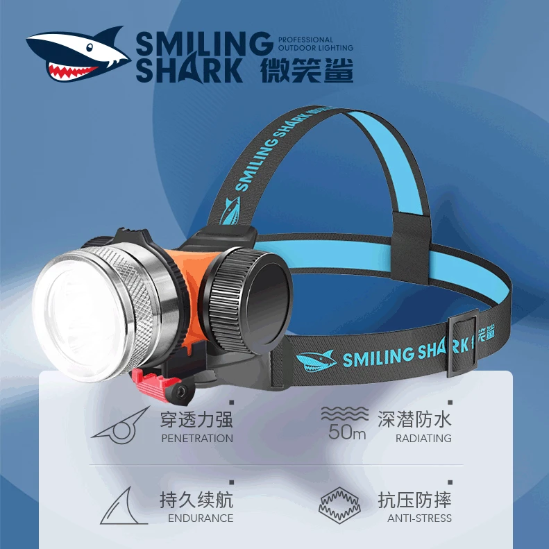 

WeChat Shark Diving Headlights Outdoor Multi-functional High-Power Waterproof Profession Diving Chargeable Head-Mounted Flashlig