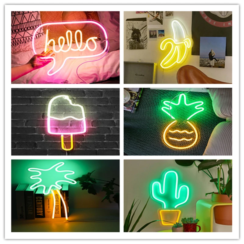 Carteles de neón de tipo completo USB para Led neón Pub luz fresca pared arte dormitorio Bar decora
