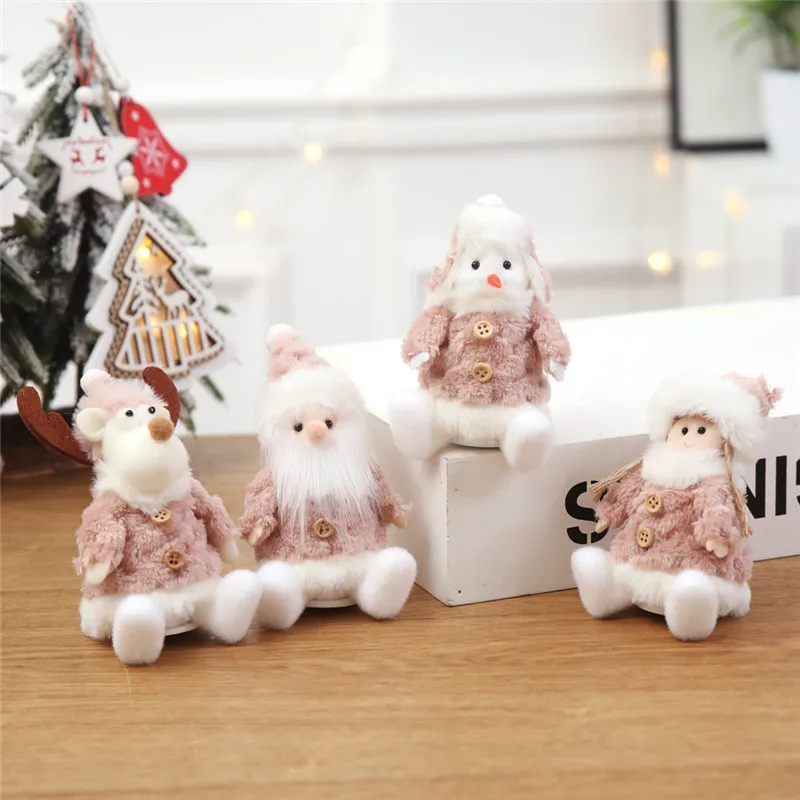 Милые рождественские украшения, розовые, белые шелковые плюшевые Висячие куклы, оконные украшения ангела для дома, Рождественская елка, рождественские подарки