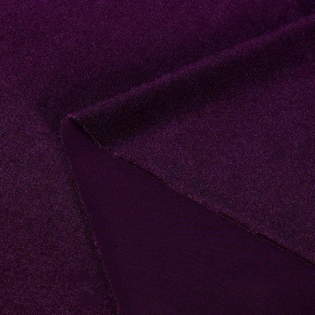 Purple Soft Stretch Velvet Dress Fabric - Rich Plain Knitted