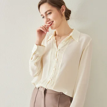 

Fashion All-match Solid Color Silk Shirt Women's Long Sleeve 2020 Autumn New Professional Commuter Silk Shirt Dropshipping