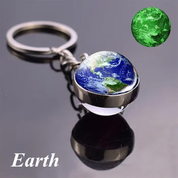 

Double side Crystal Ball KeyChain Solar System Planet Keychain Galaxy Nebula Luminous Keychain Moon Earth Sun Glow In The Dark