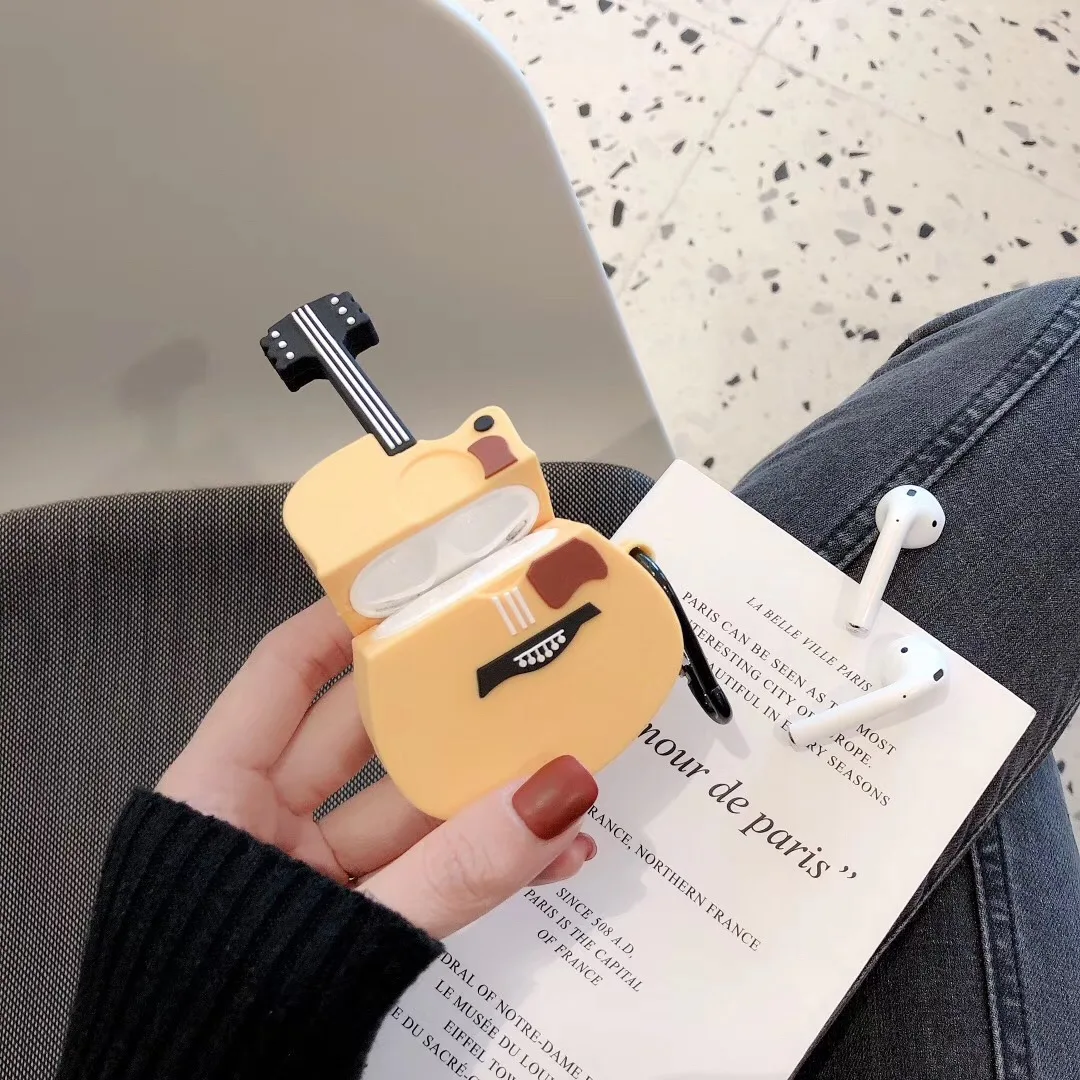 Роскошный чехол для наушников с изображением рок-гитары Apple Airpods 1 2 силиконовый 3