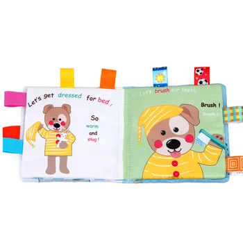 

Washable Cute Reusable Baby Toy Soft Toddlers Cloth Book Bed Intellectual Development Early Learning Sound Animal Crib