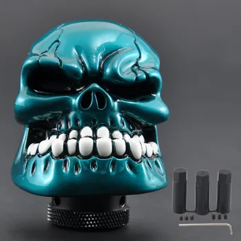 

Gear Stick Teal Blue Universal Manual White Teeth Skull Head Car Shift Knob Lever Universal For SUV BMW Honda Toyota Audi