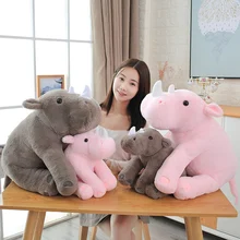 Peluche en forme d'animaux rhinocéros, 40 à 60cm, Kawaii, décoration de chambre, oreiller de poupée, cadeau de noël pour petite amie, Halloween, livraison directe