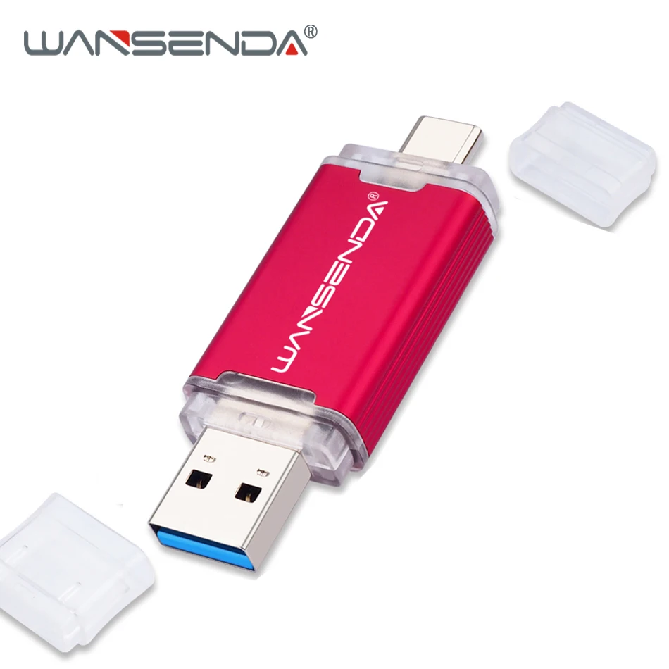 WANSENDA usb 3,0 OTG USB флеш-накопитель металлический флеш-накопитель для мобильных устройств типа C/ПК 512 ГБ 256 ГБ 128 Гб 64 ГБ 32 ГБ Флешка USB карта памяти - Цвет: Красный