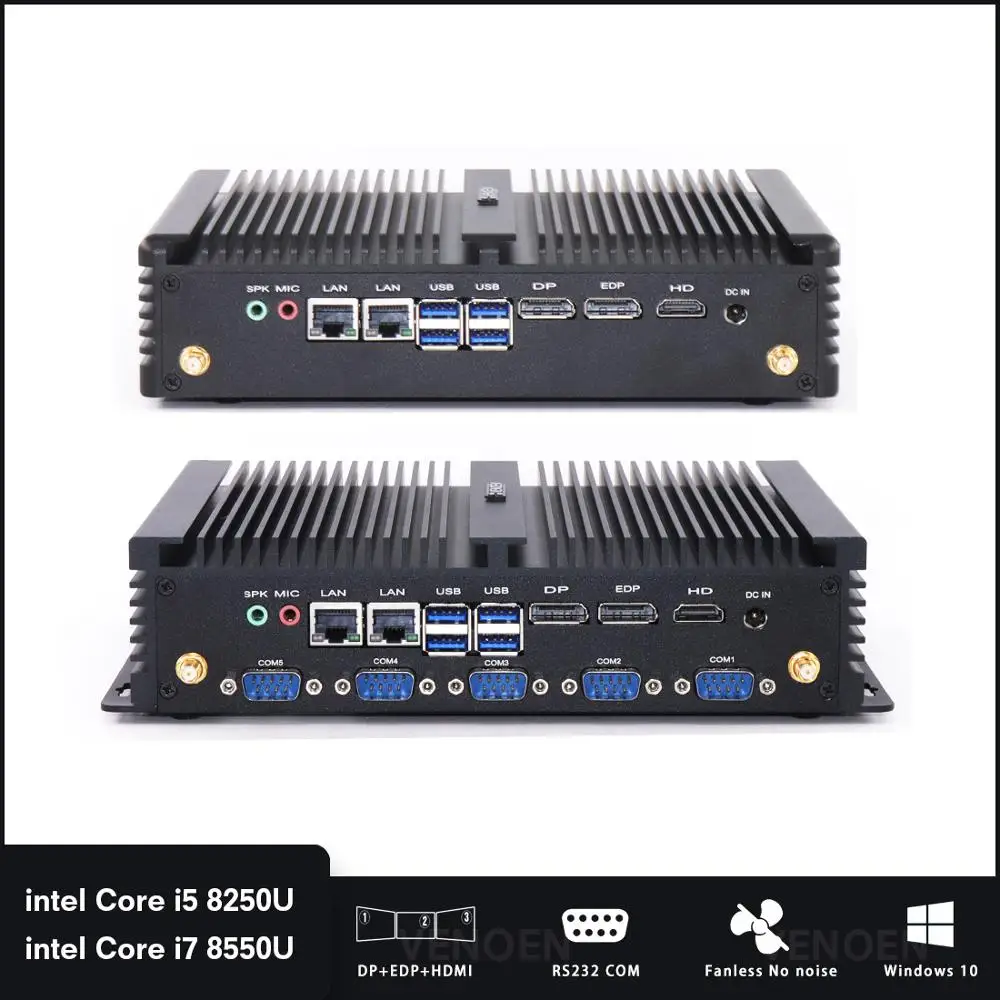 Quad Core i5 8250U i7 8550U Gaming Mini PC windows 10 Dual Intel NUC Fanless Industrial Computer HDMI DP EDP LPT linux Desktop