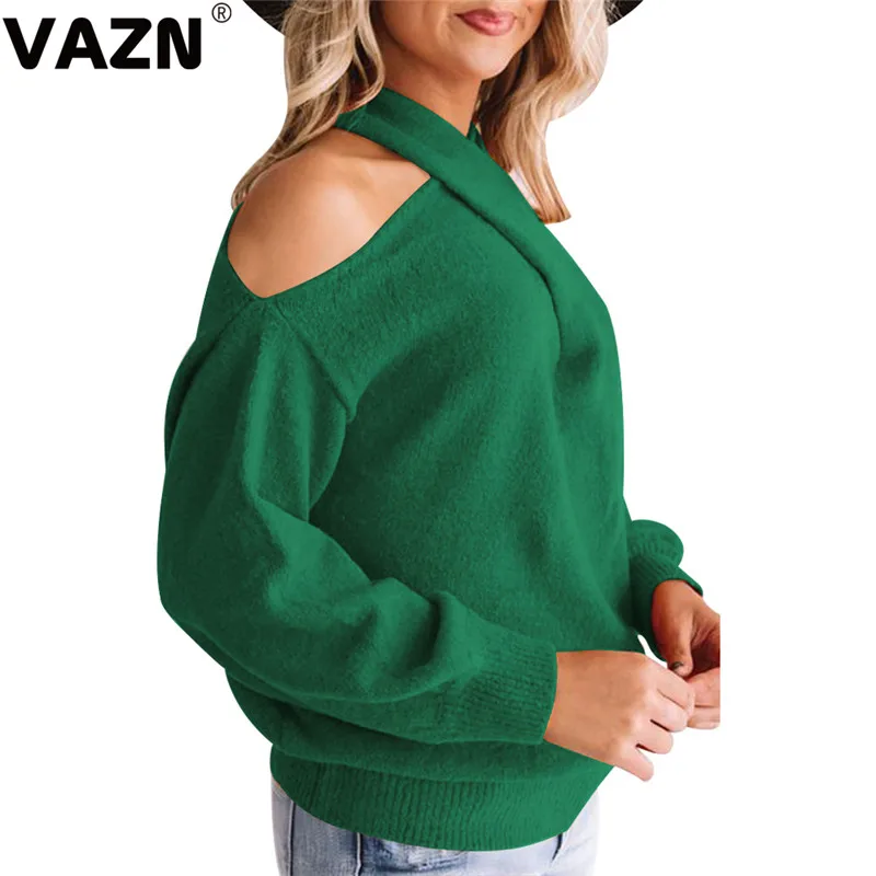 VAZN новая однотонная Сексуальная Женская Весенняя футболка с длинным рукавом и круглым вырезом на шнуровке, Офисная Женская одежда для работы, футболка