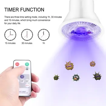 

New Light UVC Disinfection Function Light Intelligent Mode Switching Disinfection Light Warm Light Bulb With Remote Controller