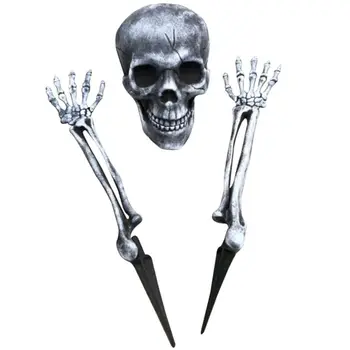 

Halloween Scary Horror Skull Head Skeleton Arms Bones Lifelike Decoration Haunted House Props Outdoor Indoor