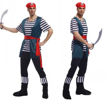 

Christmas Cospaly Party Sailor Seaman Pirate Captain Costume for Adult Man Halloween Peformance Carnival Fancy Clothes New Year
