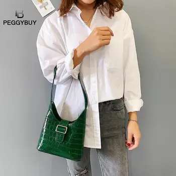 

Fashion Women Handbag PU Leather Vintage Shoulder Shopping Bag Elegant Tote Messenger Bag Vintage Crocodile Pattern Handbags